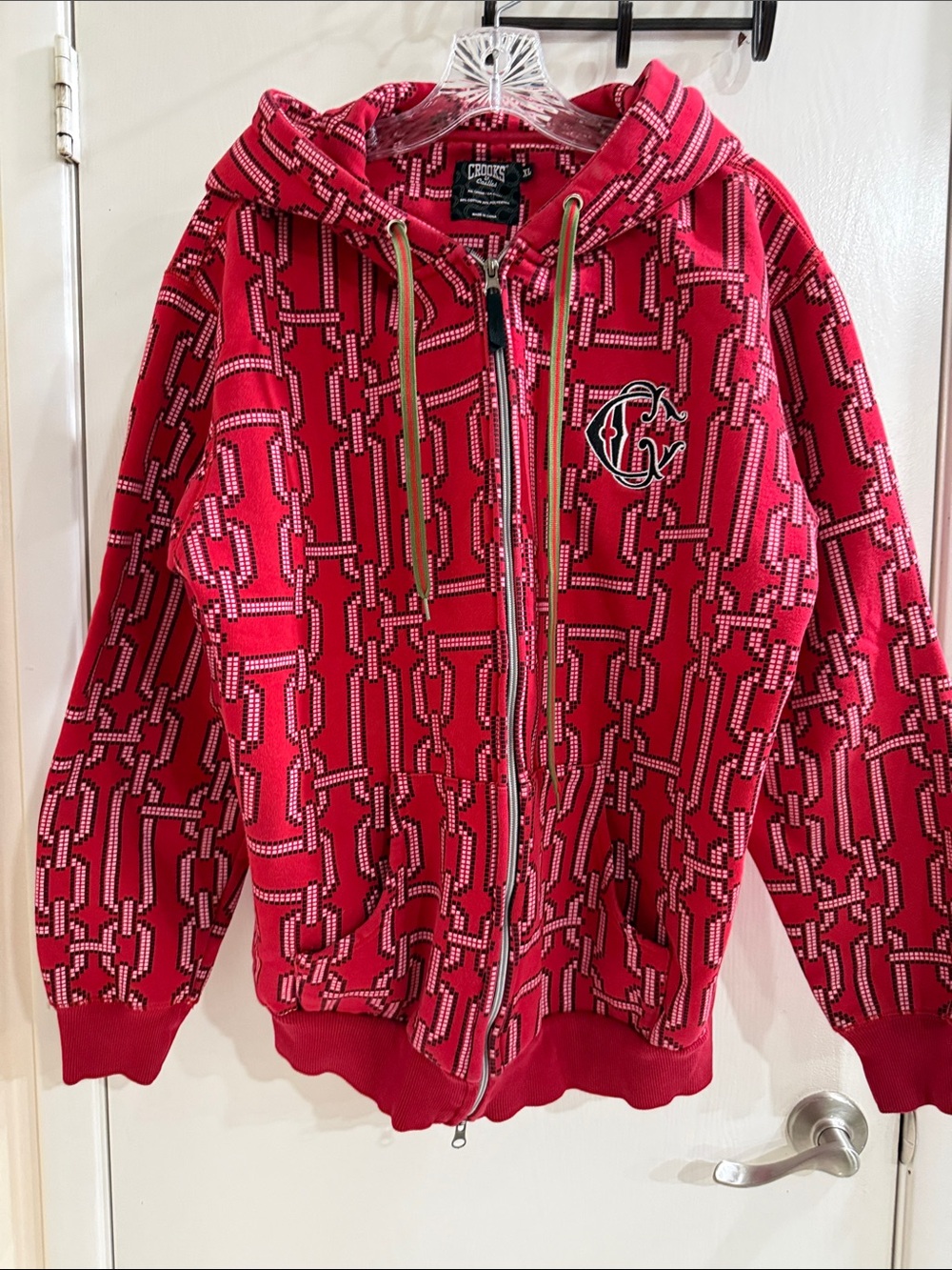 Crooks & Castles Red Geometric Hoodie - XL EUC